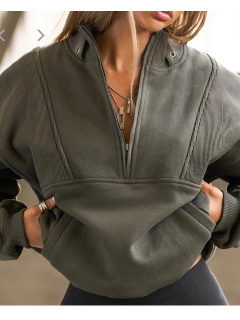 Retro Half-Zip in Sage French Terry JOAH Brown